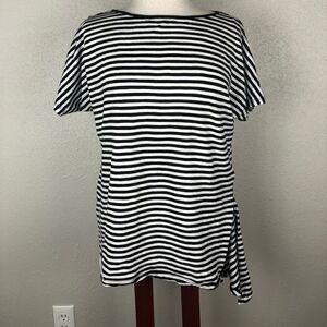Michael Kors Black and White Striped Top Size S